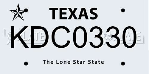 KDC0330 Texas License Plate