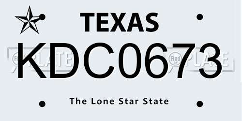 KDC0673 Texas License Plate