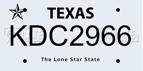 KDC2966 Texas License Plate