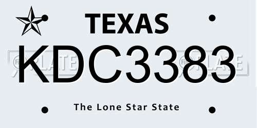 KDC3383 Texas License Plate