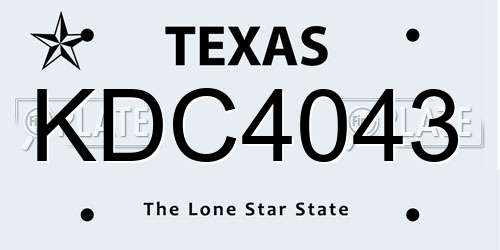 KDC4043 Texas License Plate