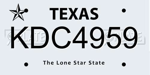 KDC4959 Texas License Plate