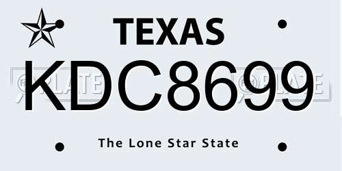KDC8699 Texas License Plate
