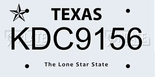 KDC9156 Texas License Plate