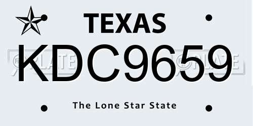 KDC9659 Texas License Plate