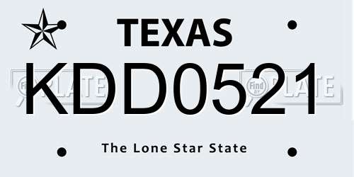 KDD0521 Texas License Plate