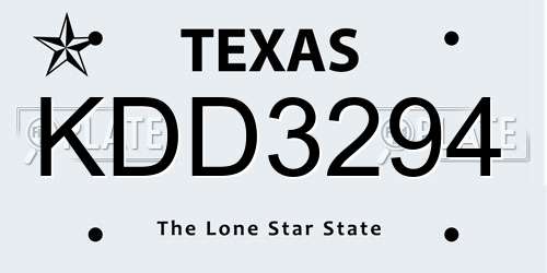 KDD3294 Texas License Plate
