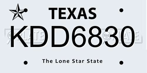 KDD6830 Texas License Plate
