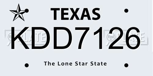 KDD7126 Texas License Plate
