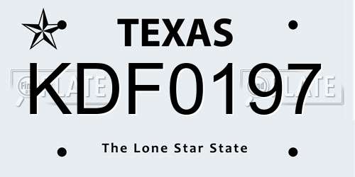 KDF0197 Texas License Plate