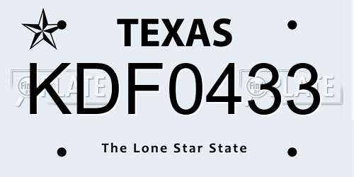 KDF0433 Texas License Plate