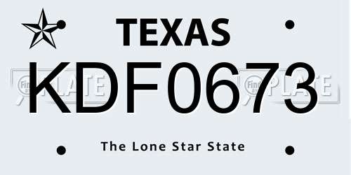 KDF0673 Texas License Plate
