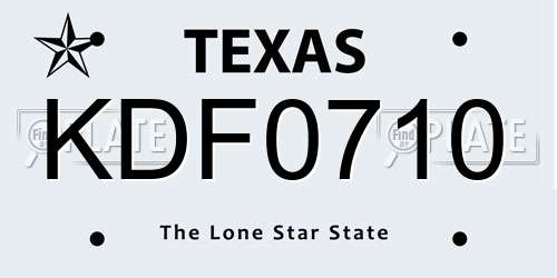 KDF0710 Texas License Plate