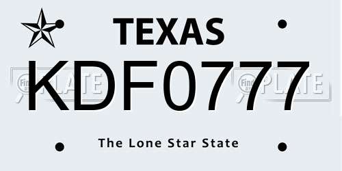 KDF0777 Texas License Plate