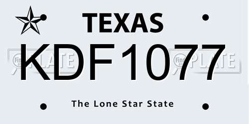 KDF1077 Texas License Plate