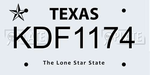KDF1174 Texas License Plate