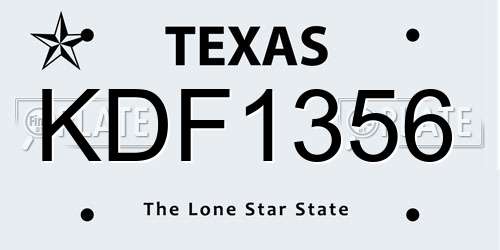 KDF1356 Texas License Plate