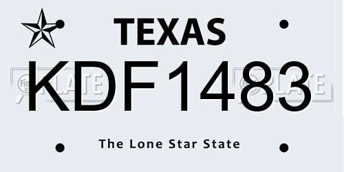 KDF1483 Texas License Plate