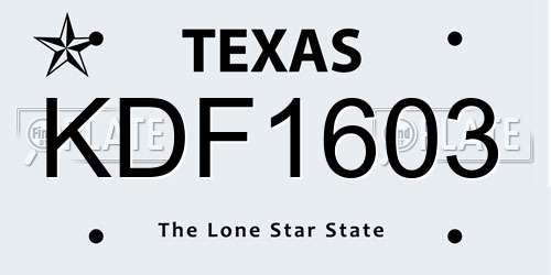 KDF1603 Texas License Plate