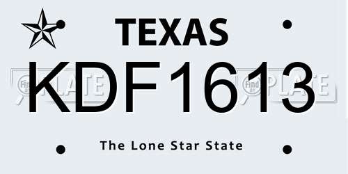 KDF1613 Texas License Plate