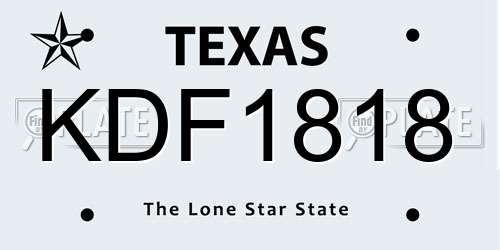 KDF1818 Texas License Plate