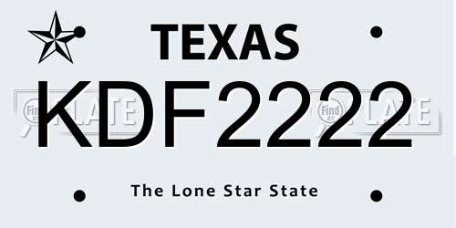 KDF2222 Texas License Plate