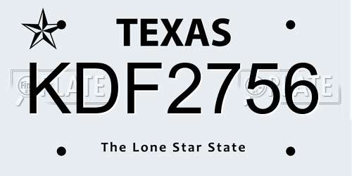 KDF2756 Texas License Plate