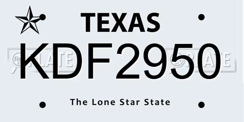 KDF2950 Texas License Plate