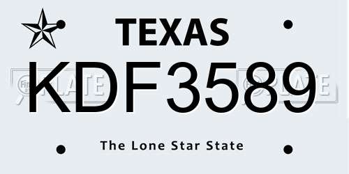 KDF3589 Texas License Plate