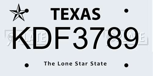 KDF3789 Texas License Plate