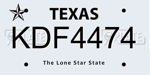 KDF4474 Texas License Plate