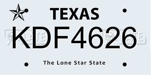 KDF4626 Texas License Plate