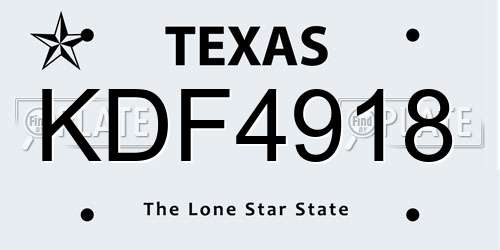 KDF4918 Texas License Plate