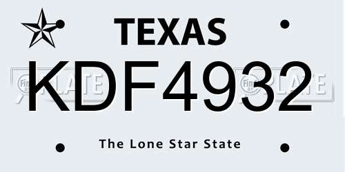 KDF4932 Texas License Plate