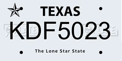 KDF5023 Texas License Plate