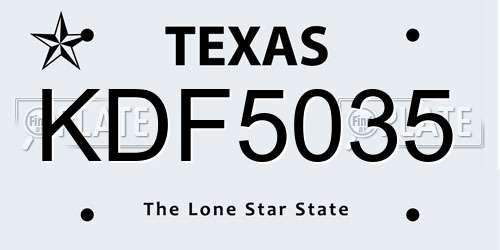 KDF5035 Texas License Plate