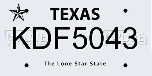 KDF5043 Texas License Plate