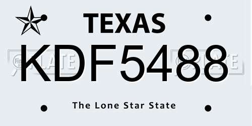 KDF5488 Texas License Plate