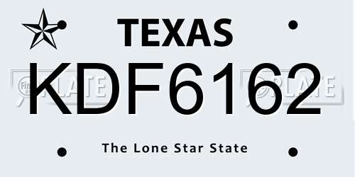 KDF6162 Texas License Plate