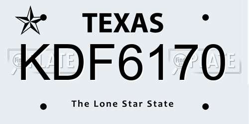 KDF6170 Texas License Plate