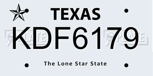 KDF6179 Texas License Plate