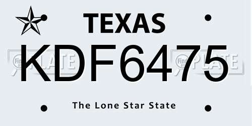 KDF6475 Texas License Plate