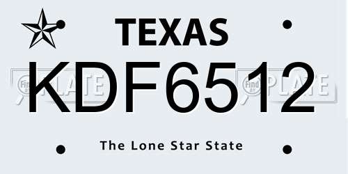 KDF6512 Texas License Plate