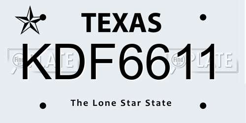 KDF6611 Texas License Plate