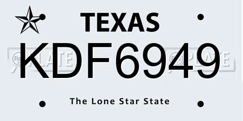KDF6949 Texas License Plate