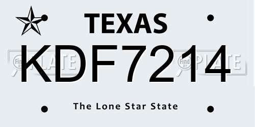 KDF7214 Texas License Plate