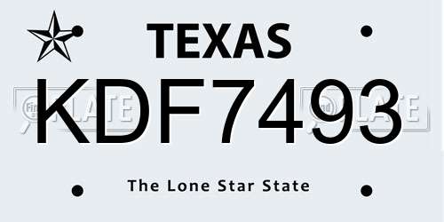 KDF7493 Texas License Plate