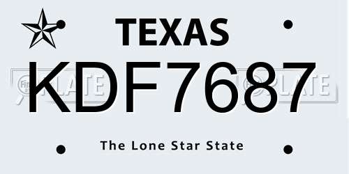 KDF7687 Texas License Plate