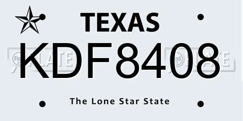 KDF8408 Texas License Plate