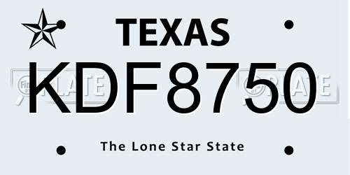 KDF8750 Texas License Plate